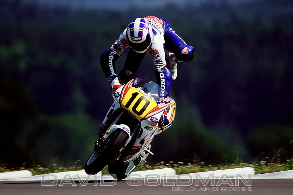 David Goldman's iconic photo Wayne Gadner's highside at Brno in 1990