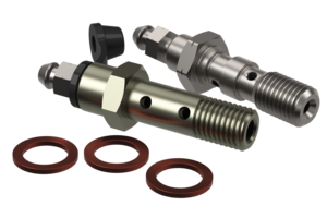 Banjo bleed bolts can assist with bleeding the brakes.